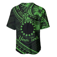 Kia Orana Cook Islands Baseball Jersey Circle Stars With Floral Green Pattern LT01