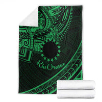 Kia Orana Cook Islands Blanket Circle Stars With Floral Green Pattern LT01