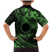 Kia Orana Cook Islands Family Matching Mermaid Dress and Hawaiian Shirt Circle Stars With Floral Green Pattern LT01