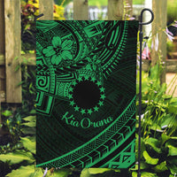 Kia Orana Cook Islands Garden Flag Circle Stars With Floral Green Pattern LT01 Garden Flag Green - Polynesian Pride