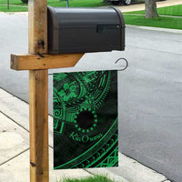 Kia Orana Cook Islands Garden Flag Circle Stars With Floral Green Pattern LT01 - Polynesian Pride