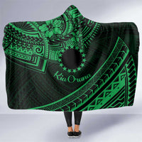 Kia Orana Cook Islands Hooded Blanket Circle Stars With Floral Green Pattern LT01 One Size Green - Polynesian Pride