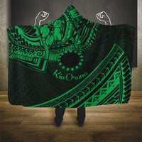 Kia Orana Cook Islands Hooded Blanket Circle Stars With Floral Green Pattern LT01 - Polynesian Pride