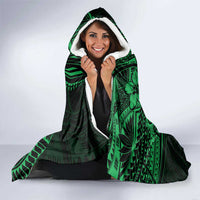 Kia Orana Cook Islands Hooded Blanket Circle Stars With Floral Green Pattern LT01 - Polynesian Pride