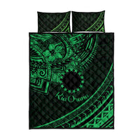 Kia Orana Cook Islands Quilt Bed Set Circle Stars With Floral Green Pattern LT01