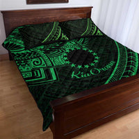 Kia Orana Cook Islands Quilt Bed Set Circle Stars With Floral Green Pattern LT01