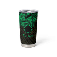 Kia Orana Cook Islands Tumbler Cup Circle Stars With Floral Green Pattern