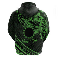 Kia Orana Cook Islands Zip Hoodie Circle Stars With Floral Green Pattern LT01
