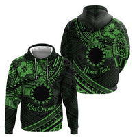 Kia Orana Cook Islands Zip Hoodie Circle Stars With Floral Green Pattern LT01