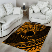 Kia Orana Cook Islands Area Rug Circle Stars With Floral Gold Pattern LT01 - Polynesian Pride