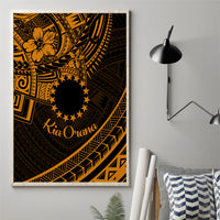 Kia Orana Cook Islands Canvas Wall Art Circle Stars With Floral Gold Pattern LT01 - Polynesian Pride