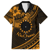 Kia Orana Cook Islands Hawaiian Shirt Circle Stars With Floral Gold Pattern LT01 Gold - Polynesian Pride