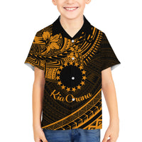 Kia Orana Cook Islands Hawaiian Shirt Circle Stars With Floral Gold Pattern LT01 - Polynesian Pride