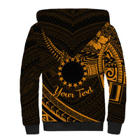 Kia Orana Cook Islands Sherpa Hoodie Circle Stars With Floral Gold Pattern LT01 - Polynesian Pride