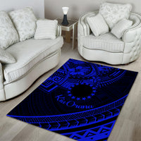 Kia Orana Cook Islands Area Rug Circle Stars With Floral Navy Blue Pattern LT01 - Polynesian Pride
