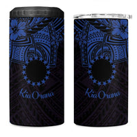 Kia Orana Cook Islands 4 in 1 Can Cooler Tumbler Circle Stars With Floral Navy Blue Pattern LT01 One Size: 16 oz Blue - Polynesian Pride