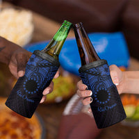Kia Orana Cook Islands 4 in 1 Can Cooler Tumbler Circle Stars With Floral Navy Blue Pattern LT01 - Polynesian Pride