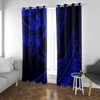 Kia Orana Cook Islands Window Curtain Circle Stars With Floral Navy Blue Pattern LT01 With Grommets Blue - Polynesian Pride