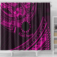 Kia Orana Cook Islands Shower Curtain Circle Stars With Floral Pink Pattern LT01 - Polynesian Pride
