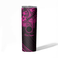 Kia Orana Cook Islands Skinny Tumbler Circle Stars With Floral Pink Pattern LT01 - Polynesian Pride