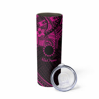 Kia Orana Cook Islands Skinny Tumbler Circle Stars With Floral Pink Pattern LT01 - Polynesian Pride