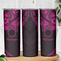 Kia Orana Cook Islands Skinny Tumbler Circle Stars With Floral Pink Pattern LT01 - Polynesian Pride