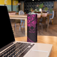 Kia Orana Cook Islands Skinny Tumbler Circle Stars With Floral Pink Pattern LT01 - Polynesian Pride