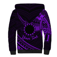 Kia Orana Cook Islands Sherpa Hoodie Circle Stars With Floral Purple Pattern LT01 - Polynesian Pride