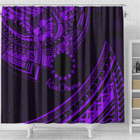 Kia Orana Cook Islands Shower Curtain Circle Stars With Floral Purple Pattern LT01 - Polynesian Pride