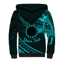 Kia Orana Cook Islands Sherpa Hoodie Circle Stars With Floral Turquoise Pattern LT01 - Polynesian Pride