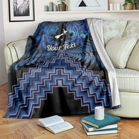 Personalised Aotearoa Matariki Blanket Blue Fern Maori Poutama