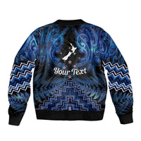 Personalised Aotearoa Matariki Bomber Jacket Blue Fern Maori Poutama