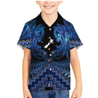 Personalised Aotearoa Matariki Family Matching Mermaid Dress and Hawaiian Shirt Blue Fern Maori Poutama