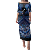 Personalised Aotearoa Matariki Family Matching Puletasi and Hawaiian Shirt Blue Fern Maori Poutama