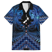 Personalised Aotearoa Matariki Hawaiian Shirt Blue Fern Maori Poutama