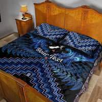 Personalised Aotearoa Matariki Quilt Bed Set Blue Fern Maori Poutama