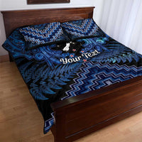 Personalised Aotearoa Matariki Quilt Bed Set Blue Fern Maori Poutama