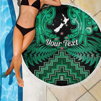 Personalised Aotearoa Matariki Beach Blanket Green Fern Maori Poutama