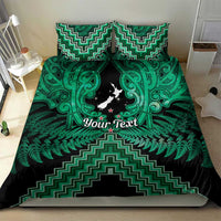 Personalised Aotearoa Matariki Bedding Set Green Fern Maori Poutama