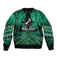 Personalised Aotearoa Matariki Bomber Jacket Green Fern Maori Poutama