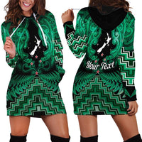 Personalised Aotearoa Matariki Hoodie Dress Green Fern Maori Poutama