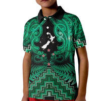 Personalised Aotearoa Matariki Kid Polo Shirt Green Fern Maori Poutama LT01 Kid Green - Polynesian Pride