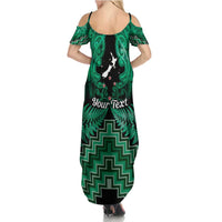 Personalised Aotearoa Matariki Summer Maxi Dress Green Fern Maori Poutama