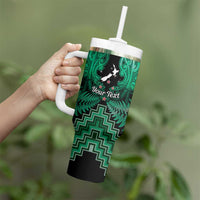 Personalised Aotearoa Matariki Tumbler With Handle Green Fern Maori Poutama