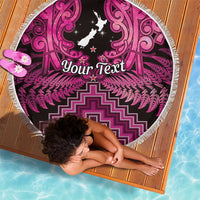Personalised Aotearoa Matariki Beach Blanket Pink Fern Maori Poutama