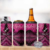 Personalised Aotearoa Matariki 4 in 1 Can Cooler Tumbler Pink Fern Maori Poutama LT01 - Polynesian Pride