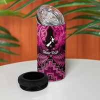 Personalised Aotearoa Matariki 4 in 1 Can Cooler Tumbler Pink Fern Maori Poutama LT01 - Polynesian Pride