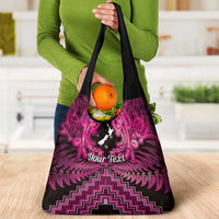 Personalised Aotearoa Matariki Grocery Bag Pink Fern Maori Poutama