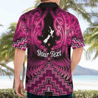 Personalised Aotearoa Matariki Hawaiian Shirt Pink Fern Maori Poutama