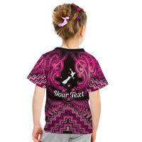 Personalised Aotearoa Matariki Kid T Shirt Pink Fern Maori Poutama LT01 - Polynesian Pride